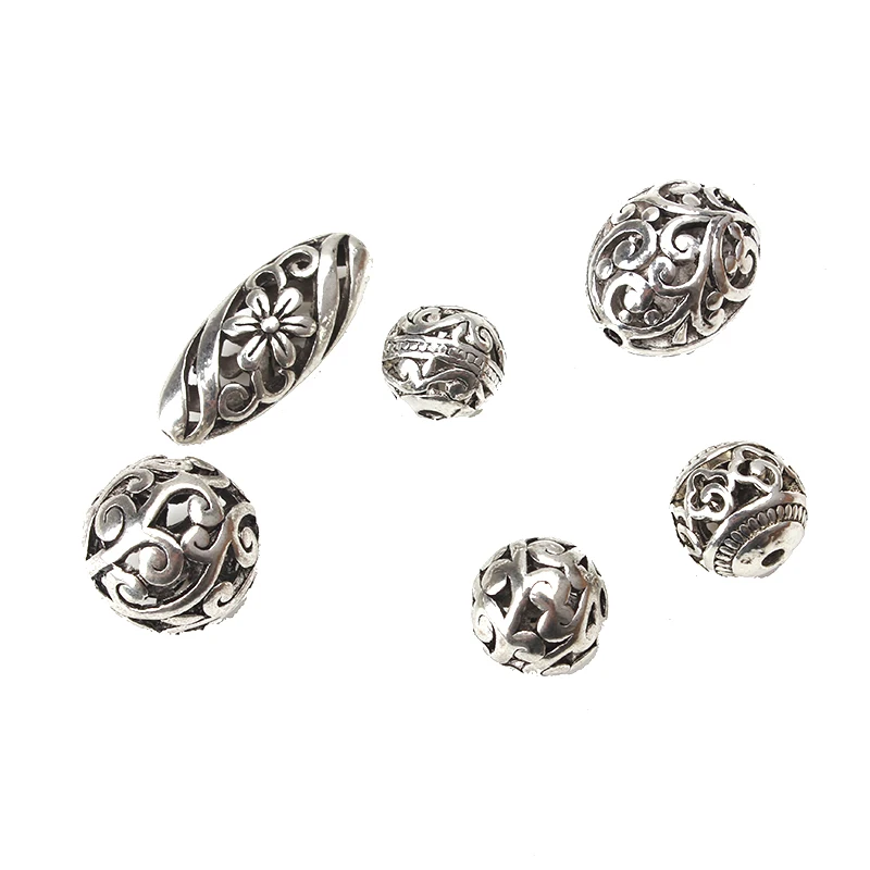 

2pcs/lot Ethnic Styles Hollow Flower Beads Charms Alloy Spacer Hole Beads Diy Jewelry Making Components