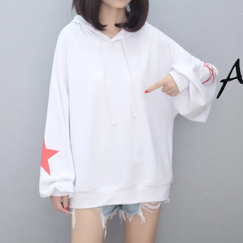 Free Shipping 2017 Autumn and Winter New Fashion Sweatshirt Women Hooded Loose Star Print Casual Woman ZY | Женская одежда