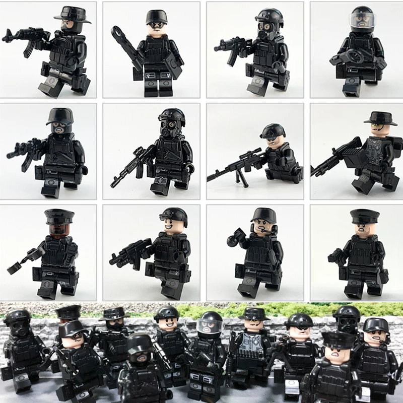 20Pcs/set Military Special Forces Soldiers Bricks Figures Guns Weapons Compatible Legoings Armed SWAT Building Blocks Ww2 Toys