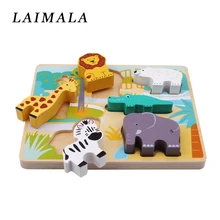 Деревянная игрушка-головоломка, Развивающие Детские обучающие игрушки для детей, лесные пазлы с животными, пазлы