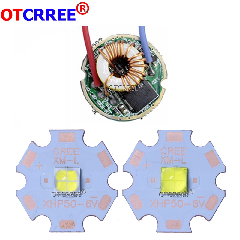 Cree XHP50 XHP50.2 холодный белый нейтральный белый теплый белый высокой мощности Светодиодный излучатель 6 в 20 мм Медь PCB+ 22 мм 1 Режим/5 режимов драйвер