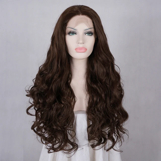 Daily 26" Natural Dark Brown Long Curly Hair Lady Fashion Lace Front
