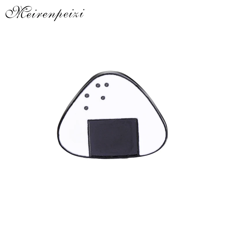 

Sushi pins Brooches For Women Onigiri pins Badge white rice with black Seaweed enamel Pin And Brooch fastfood lapel pin creative