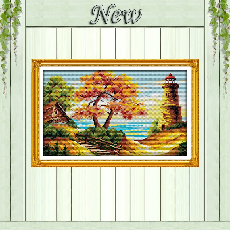 

Scenery Beautiful river and sky,11CT print on the canvas DMC 14CT Cross Stitch kits,needlework full embroidery Sets,Home Decor