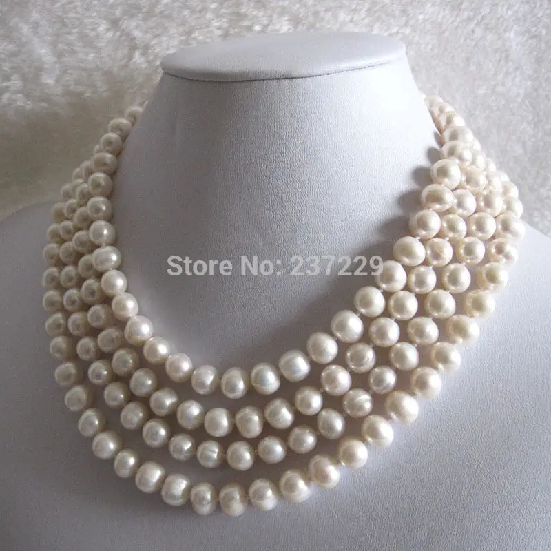 

Hot selling>@@ Wholesale price S ^^^68" 8-9mm White Cultured Fresh Water Pearl Strand Necklace Jewelry -Bride jewelry free shipp
