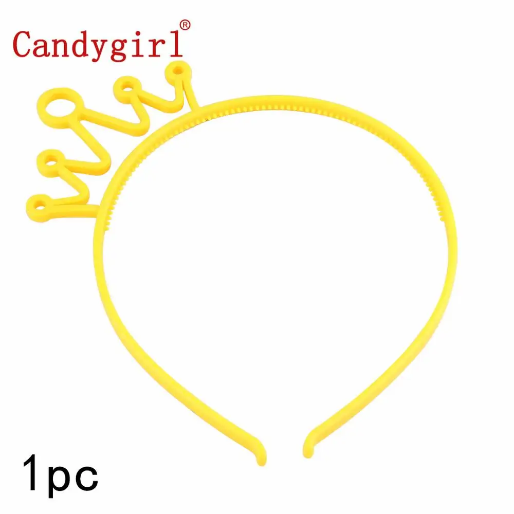 1 шт Candygirl пластиковые обручи голова в короне для маленьких девочек Дети женские обручи для волос кольца аксессуары, лента для волос Boho эластичный головной убор - Цвет: Yellow Headbands