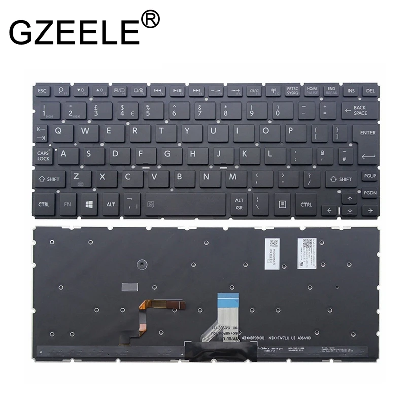 

GZEELE New UK Keyboard for Toshiba Satellite L15W l15w-b p20w-c p25w-c 0KN0-DV1UK13 9Z.N8PBU.70U H000095970 black