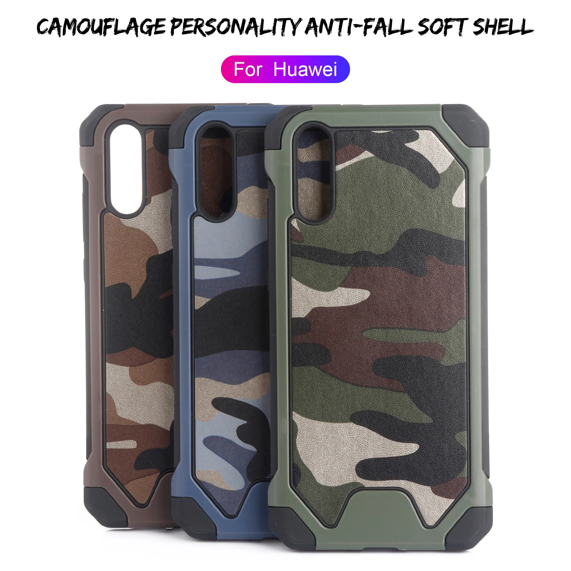 

FastDeng Fashion Camouflage Shockproof Case For Huawei P20lite Three-in-one Soft TPU + PU Leather + Hard PC case For Mate20lite