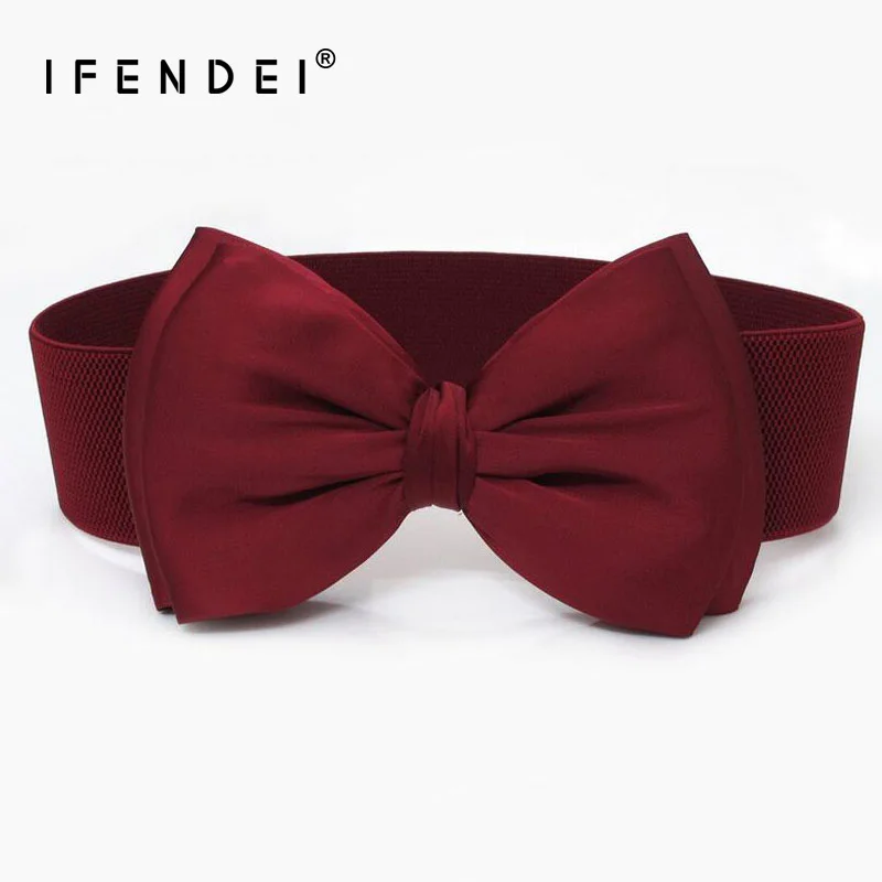 

IFENDEI Brand Bow-knot Belt Women Designer Ladies Butterfly Elastic Belts Waist Fashion Wide Strap For Evening Dress Party Skirt