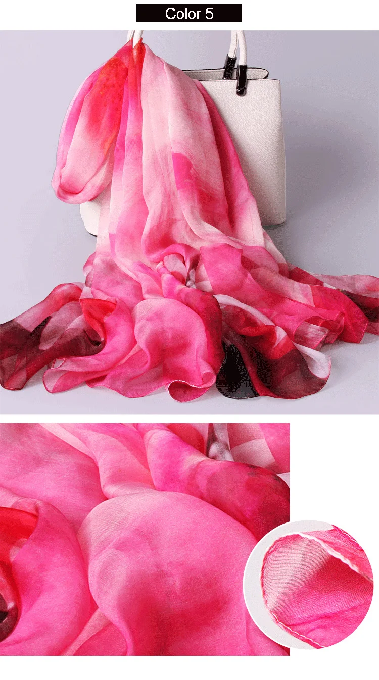 100% шелковый шарф для женщин 2019 шали и обертывания для дамы шифон печати хиджаб глушитель палантин Элитный бренд шелковый платок шарфы