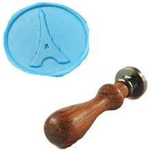 Винтаж Эйфелева башня пользовательские изображение логотипа свадебные приглашения Книги по искусству Воск уплотнительное штамп палисандр ручки комплект