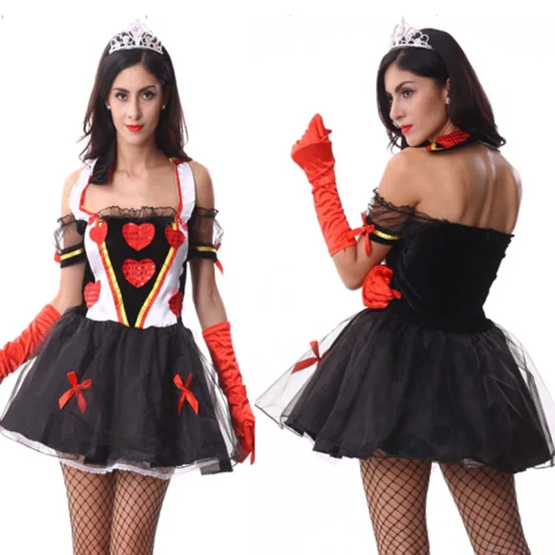 Woman Sexy Red Queen Cosplay Halloween Costume Disfraces Carnival Purim