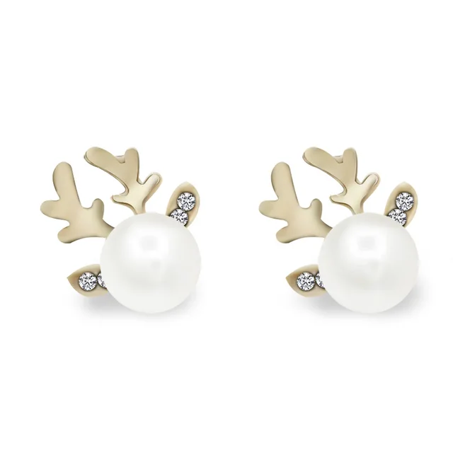 new holiday elegant christmas pearl earrings female smallgoldkoreanwomen earrings deer - Elegant Christmas new holiday elegant christmas pearl earrings female smallgoldkoreanwomen earrings deer - Elegant Christmas