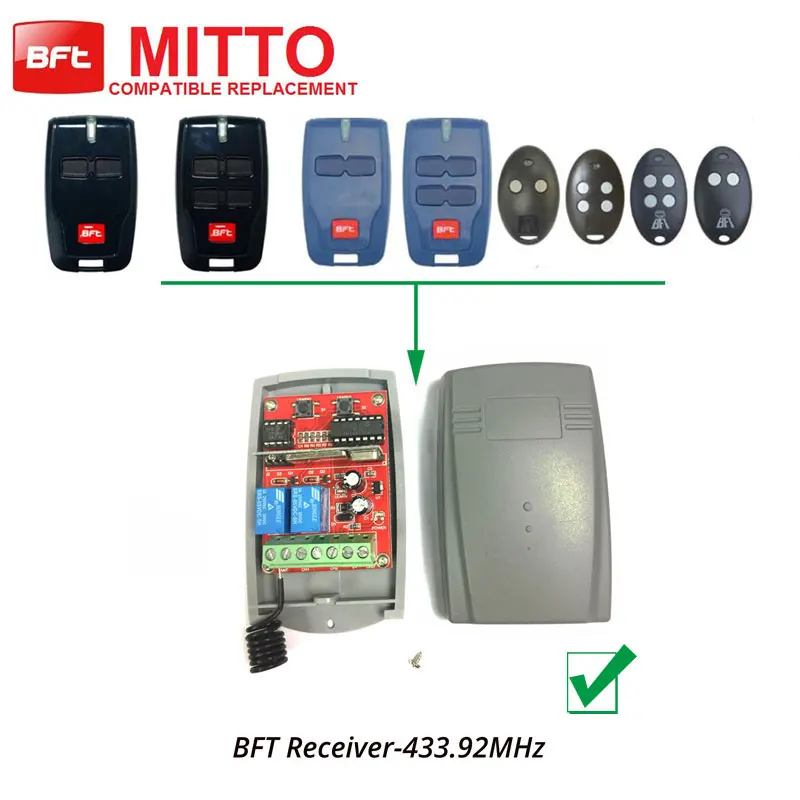 Универсальный Приемник для BFT MITTO, KLEIO, TRC RCB Handsender 433,92 МГц 12-24 В DC