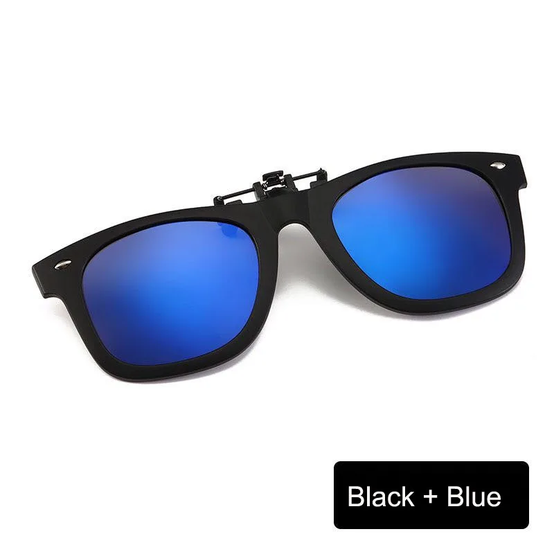 Солнцезащитные очки с квадратной оправой, поляризационные, на застежке, очки для близорукости, для рыбалки, для вождения для путешествий, ночное видение, легко откидываются, солнцезащитные очки Oculos - Цвет: blue