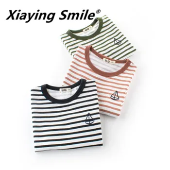 

New Children Stripe T-shirt Cotton for Summer 2019 Boy Short Sleeve Bottom Shirt Baby Clothes European and American Children