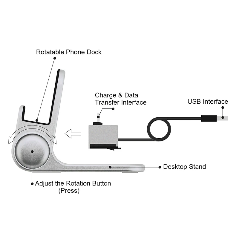 Leebote вращающийся usb type-C Зарядное устройство Док-станция для samsung Galaxy для huawei XiaoMi Синхронизация данных Тип C зарядная док-станция