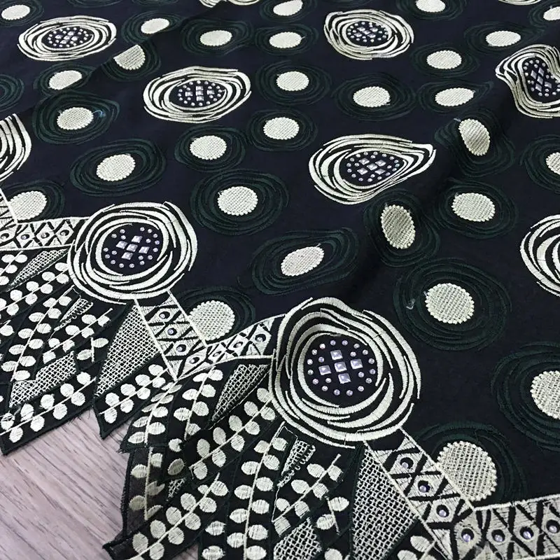 

2019 New fashion dubai african lace fabric dark green swiss lace 045A 5yards 100%Cotton Lace For Wedding party