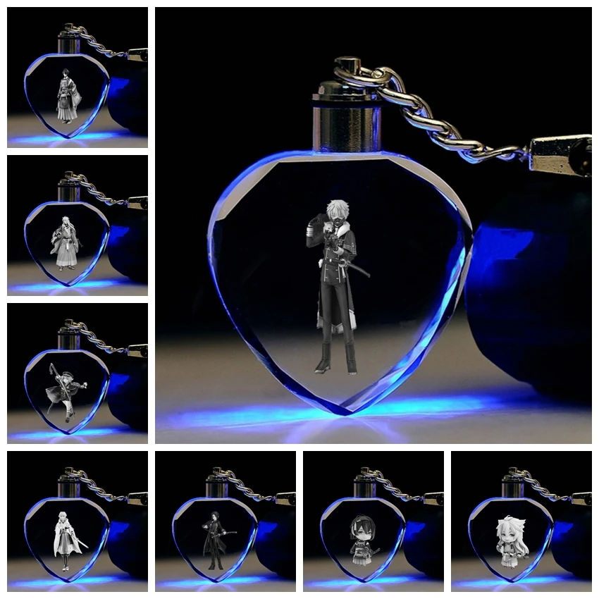 

Hot Game Hirano heart shaped Anime Action Figures LED Cartoon Light Decorative Crystal Figure Ornaments Key Toys Chain Gifts