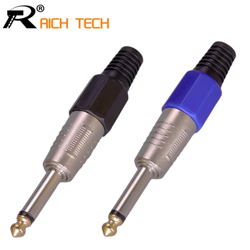 

Jack 6.35 Wire connector Audio Speaker 6.35mm MONO Sophomore Core Amplifier Microphone Plug Nickel Plated 7 colors options