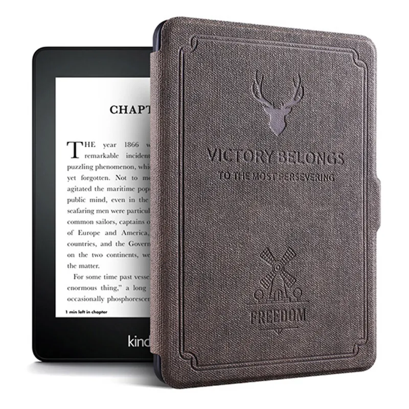 Чехол для чтения электронных книг Kindle Paperwhite " из искусственной кожи для Amazon Kindle Paperwhite 1 2 3 6-й чехол с функцией автоматического сна+ пленка+ стилус - Цвет: Коричневый