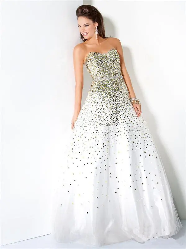 White and Gold Prom Dresses 2012