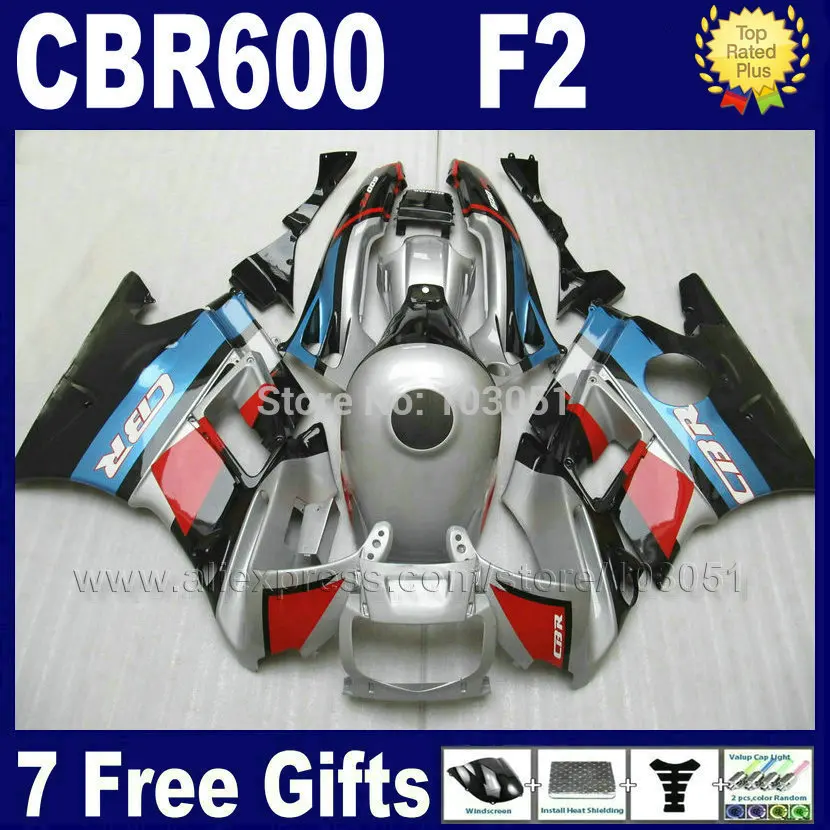 OEM Factory men fairings kit for Hond silver blue1993 1994 CBR 600 F2 1991 1992 CBR600 91 92 93 94 F2 CBR600 F fairing kit+ tank