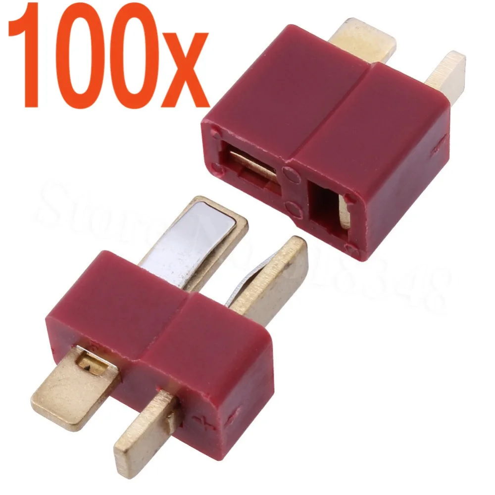 

Wholesale 100 Pairs T Plugs Connectors Deans Style Male /Female For ESC LIPO Battery Motor RC LiPo Battery Airplane Quadcopter