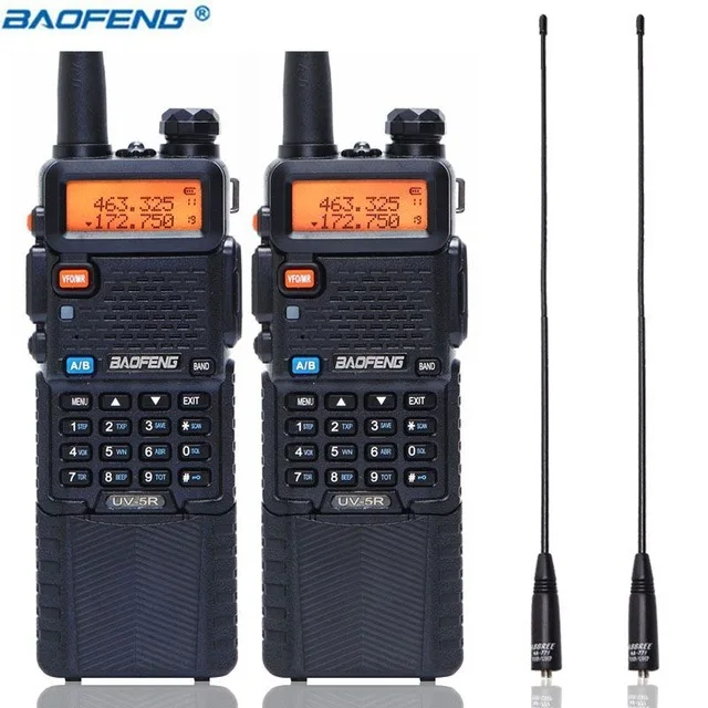 2 шт Baofeng UV-5R с 3800 мАч длинной литий-ионной батареей рация Двухдиапазонная VHF+ UHF UV5R Ham двухсторонняя рация+ 2 шт NA-771 антенна - Цвет: black add 2pcs 771