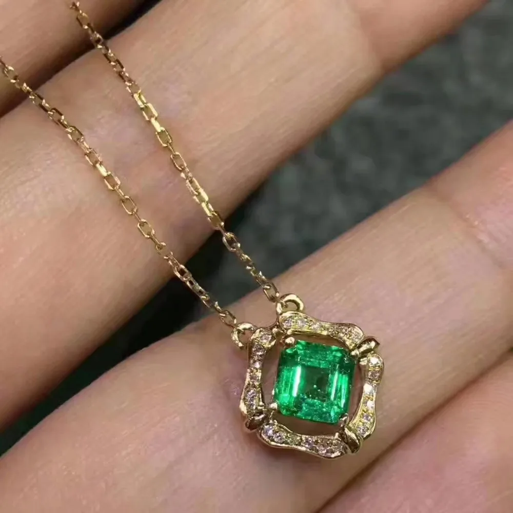 

LANZYO 925 sterling silver Emerald Pendants gift for women jewelry emerald Wedding Fine Jewelry Classic style z030306agml