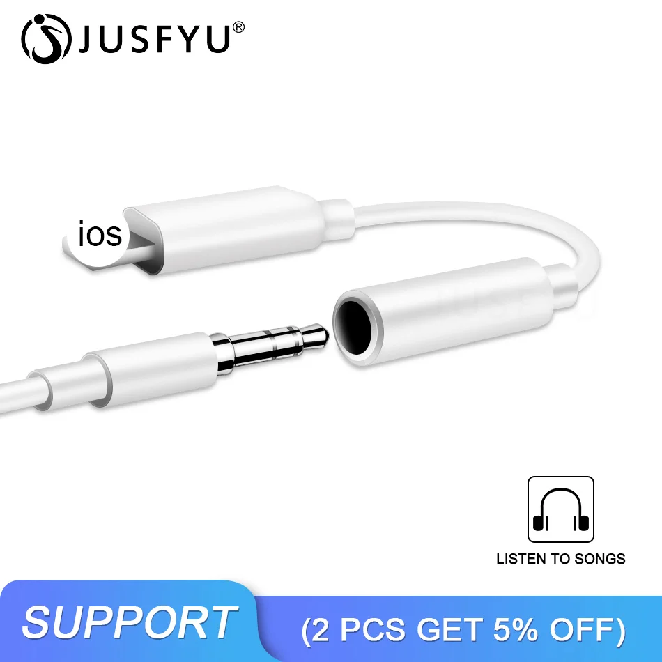 

Headphone Adapter Jack AUX For iPhone X XS Max XR AUX Adapter For Lightning Female To 3.5mm Male For IOS 8 9 10 11 12 And Later