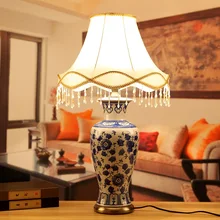 Синяя белая китайская старинная для гостиной старинная настольная лампа фарфоровая Керамическая Настольная лампа свадебные украшения спальня настольная лампа