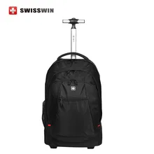 Brand Swiss Wheeled Laptop Backpack For Business Travel Rolling Trolley Backpack for 17.3″ Noebook Big Black Check in Bags