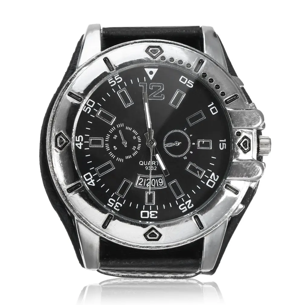 

Wide Leather Men Watch Quartz Men Watch Ladies Sport Analog Wrist Watch Large Dial