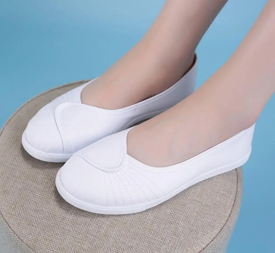 

2018 Women Flat Canvas Shoes ballerina White Board Ladies Casual nurse Shoes sapatilha Female platform Sneakers zapatillas mujer