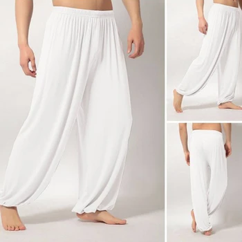

Hot Men Super Soft Yoga Pilates Pants Loose Casual Harem Solid Color Lounge Pants MSK66