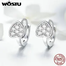 WOSTU,, 925 пробы, серебряные серьги-гвоздики в форме сердца для женщин, романтические серебряные серьги для помолвки, свадебные ювелирные изделия, подарок FIE514