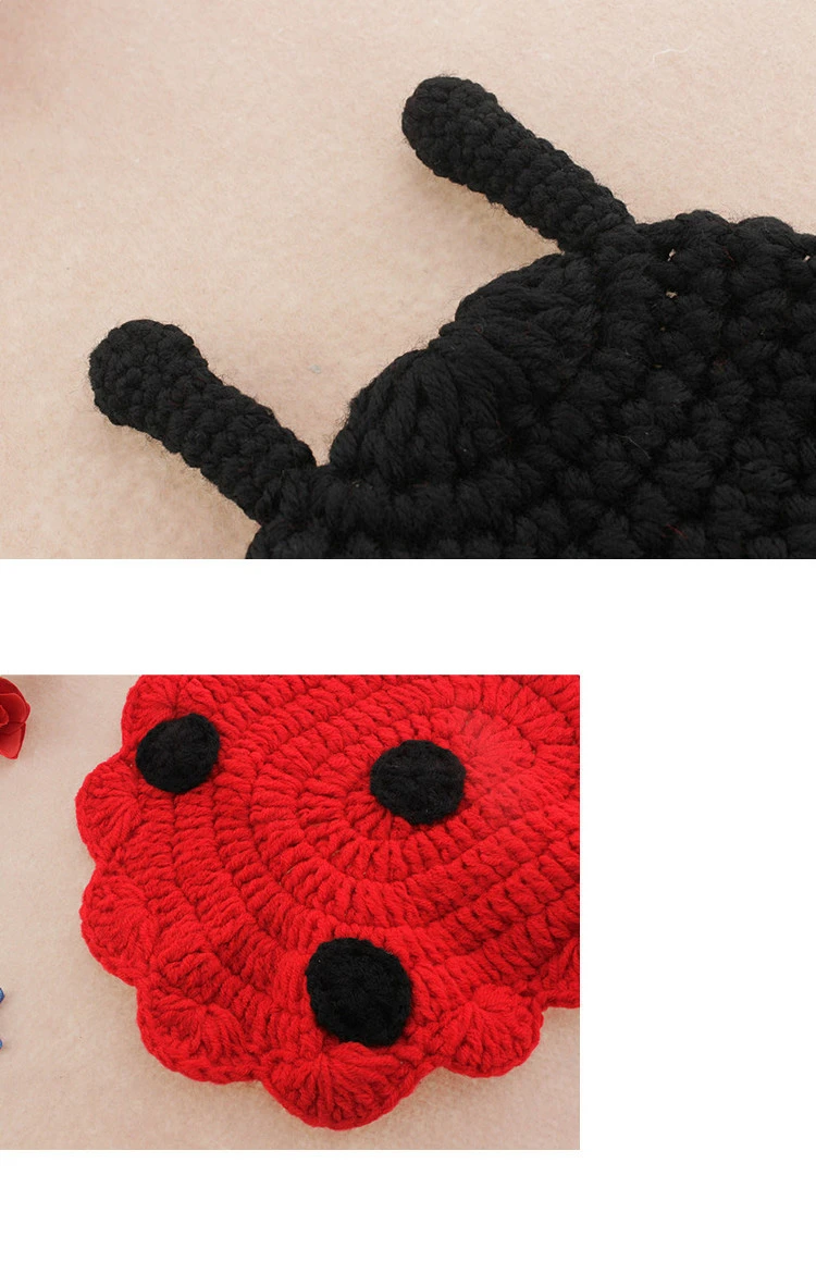 Fotografia Bebê Recém-nascido Adereços Joaninha Moda Infantil Crianças Meninos Meninas Knit Costume Handmake Algodão Quente Confortável Lembrança 5 Cheap Chapéus e bonés