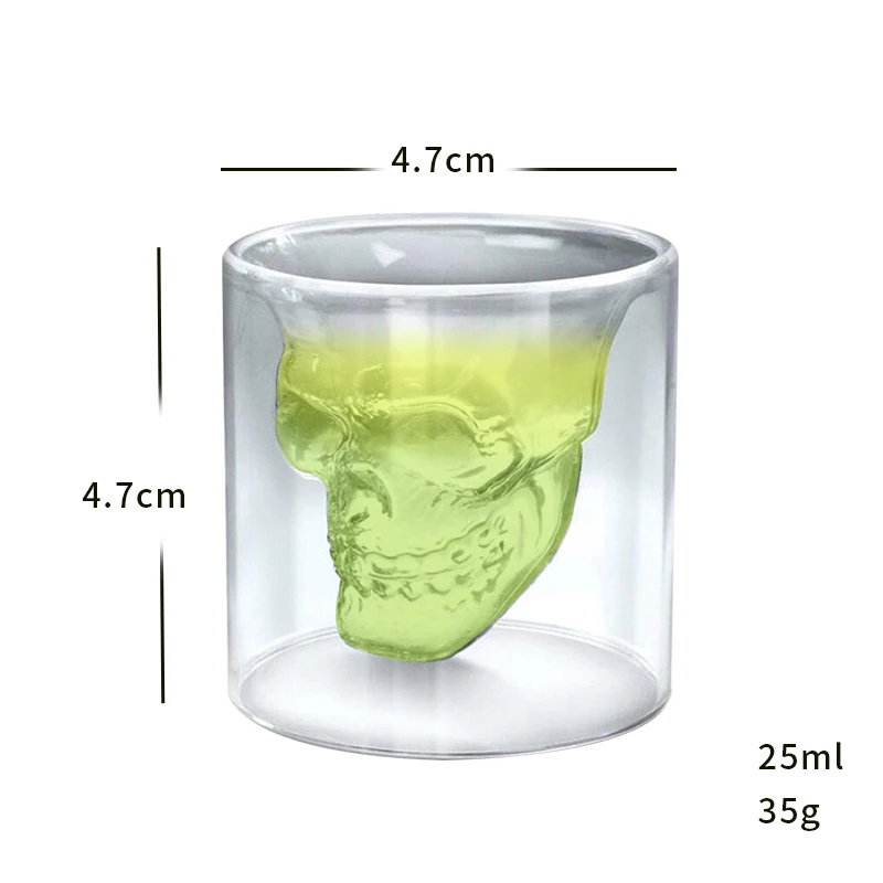 Чашка 25 мл мини мода череп голова рюмка забавные креативные Хрустальные Вечерние водки вина чашки