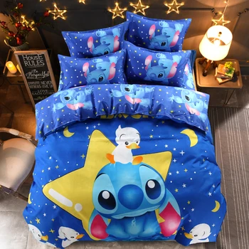 

Disney Lilo and Stitch Bedding Set 3/4 Pieces Blue Comforter Cover 3D Children Bedroom Decor for 1.5m Bed