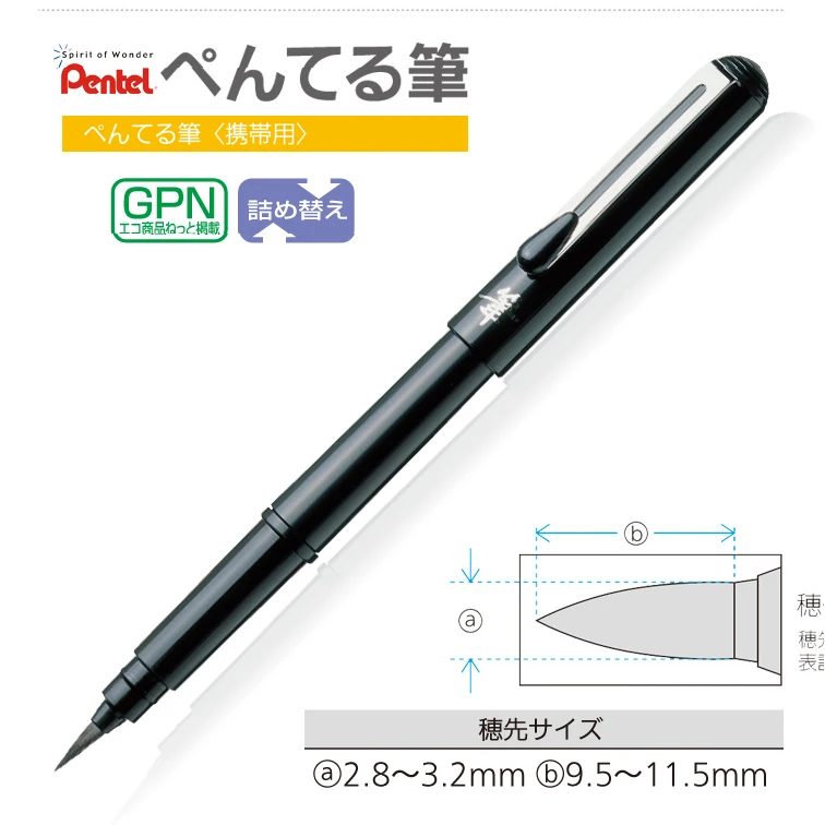LifeMaster Pentel Pocket Brush Pen for Calligraphy With 2 Ink