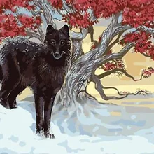 Безрамное изображение лиса в снег живопись по номерам современные стены книги искусству расписанную живопись маслом на холсте для украшения дома