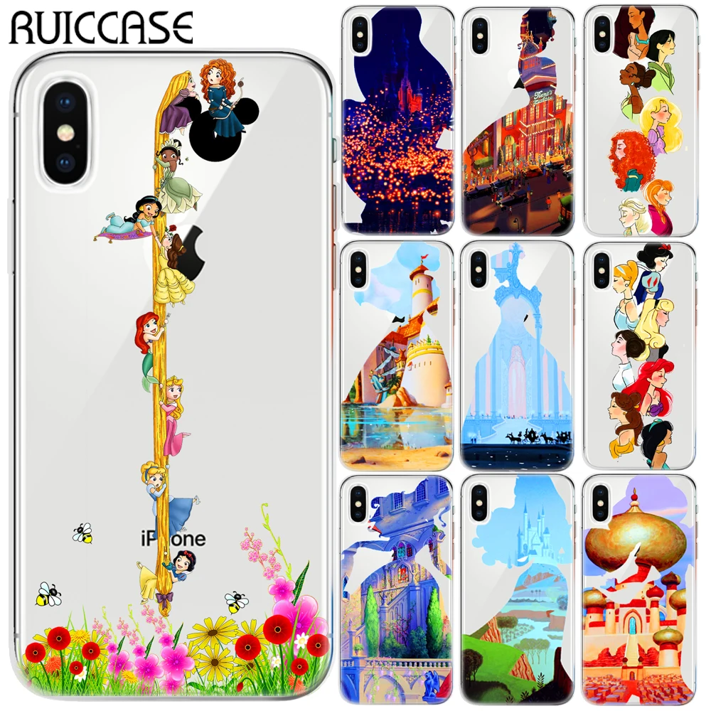 

RUICCASE Cartoon Princess Soft TPU Case For Coque iPhone XR XS Max 5 5S SE X 6 6S 7 8 Plus Cover For Capa iPhone 11 Pro Max