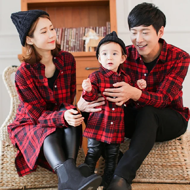 red plaid family outfits