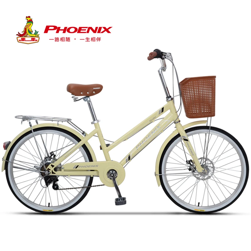 Phoenix 24-26 Inch Women Bike Road Bikes Retro Bike Ladies Bicycle Bicicleta Aluminium Double Disc Brake Bisiklet Bicicleta Girl