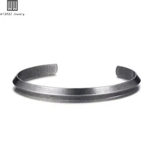 

Retro Jewelry 6MM High Quality 316L Stainless Steel Simple Plain Design Open Cuff Bangle for Men