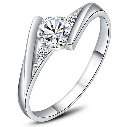 

Women Silver Plated Cubic Zirconia Engagement Wedding Ring Size 6-9 8876