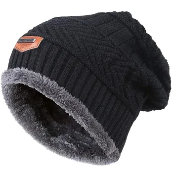 Winter Knitted Beanie Fleece Hat