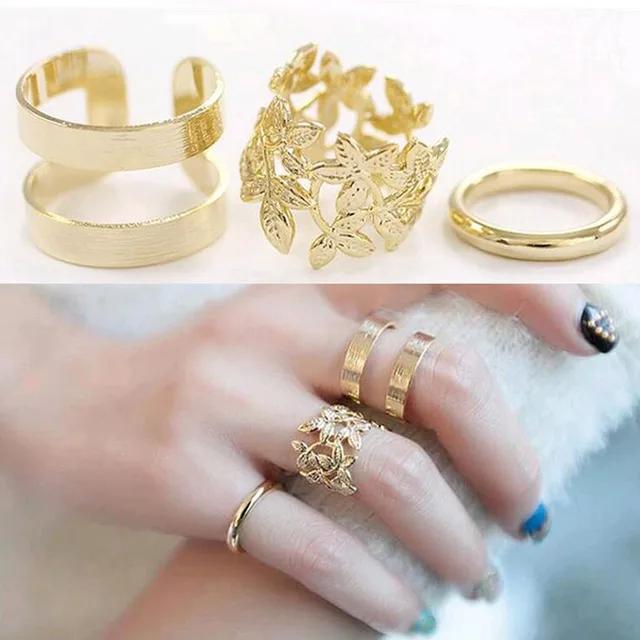 AILEND 2018 New 3pcs/ lot Fashion Vintage Punk Style Metal Gold/Silver Plated Le AILEND 2018 New 3pcs/ lot Fashion Vintage Punk Style Metal Gold/Silver Plated Le