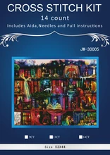 Fee Bücherregal, Gezählt Kreuzstich 14CT Kreuzstich Sets Großhandel cartoon kreuzstich Kits Stickerei Hand